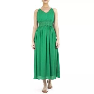 Nina Leonard‎ Women’s Sleeveless Lace Trim Maxi Dress Bright Green Size L Large